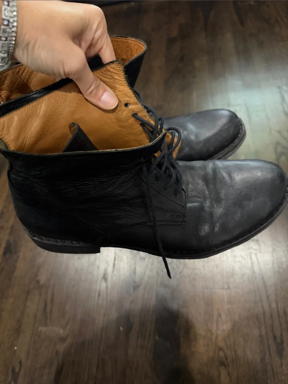 Fiorentini+Baker Men's Black Leather Lace-Up Ankle Boots 11.5